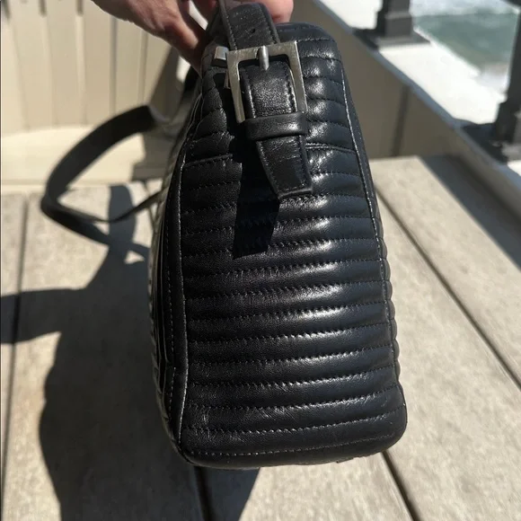 Bally Black Lambskin Quilted Geometric Shoulder Bag | Vintage | EUC - Picture 6 of 13